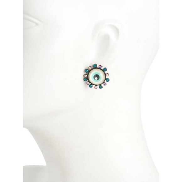 Betsey Johnson Spooky Eye Ball Stud Earrings Crystal Accents NIB - Picture 1 of 4
